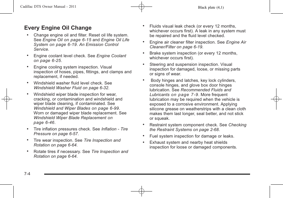 Every engine oil change | Cadillac 2011 DTS User Manual | Page 418 / 464