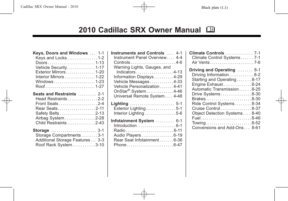 Cadillac 2010 SRX User Manual | 468 pages
