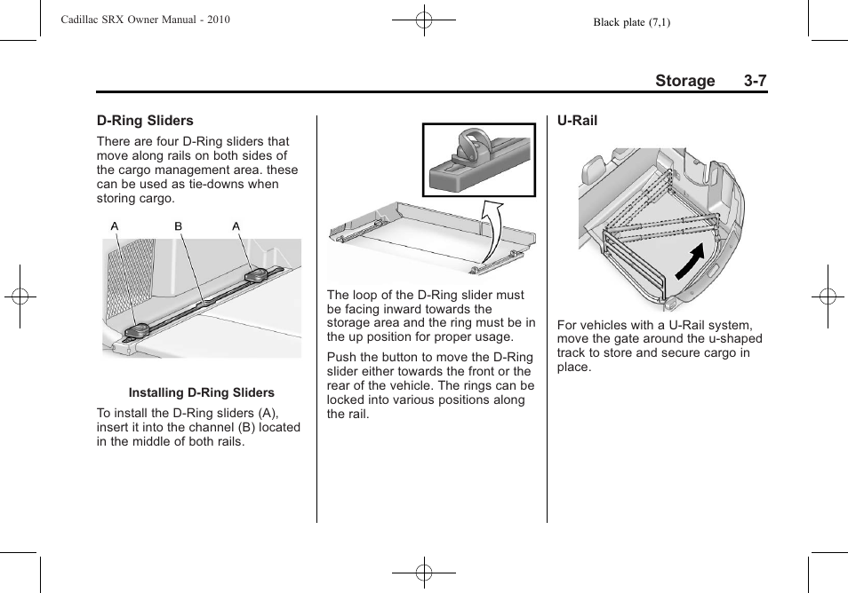 Storage 3-7 | Cadillac 2010 SRX User Manual | Page 103 / 468