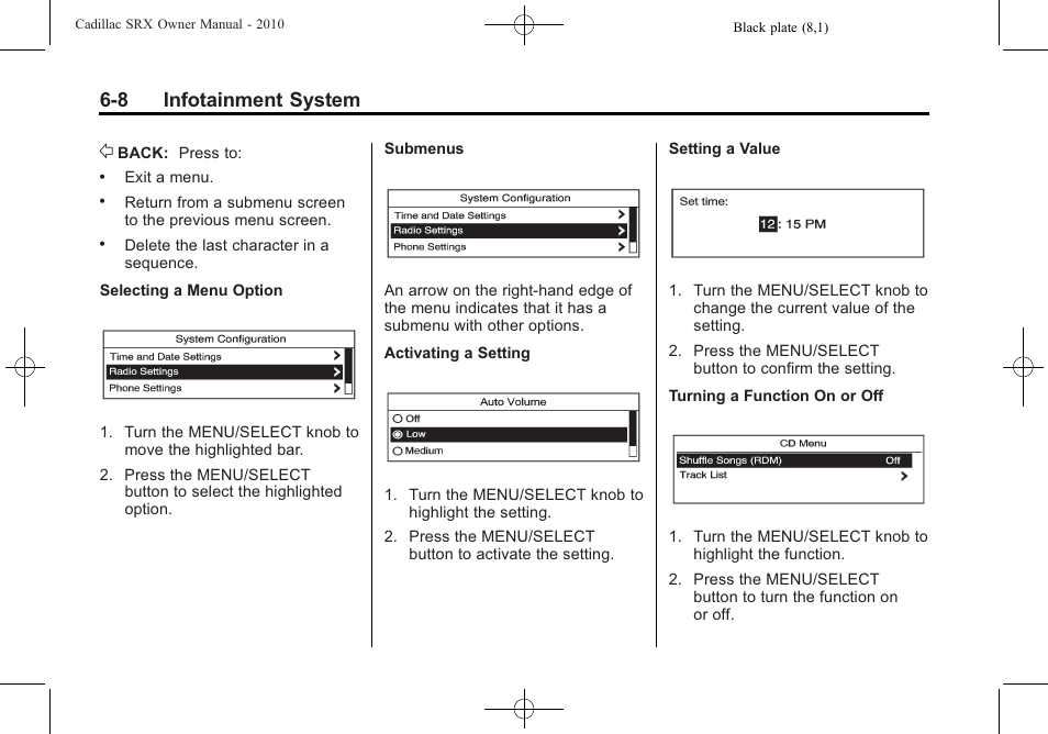 8 infotainment system | Cadillac 2010 SRX User Manual | Page 174 / 468