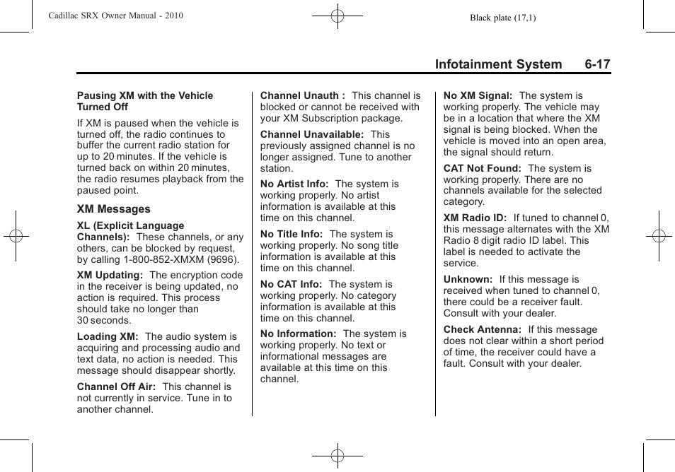 Infotainment system 6-17 | Cadillac 2010 SRX User Manual | Page 183 / 468