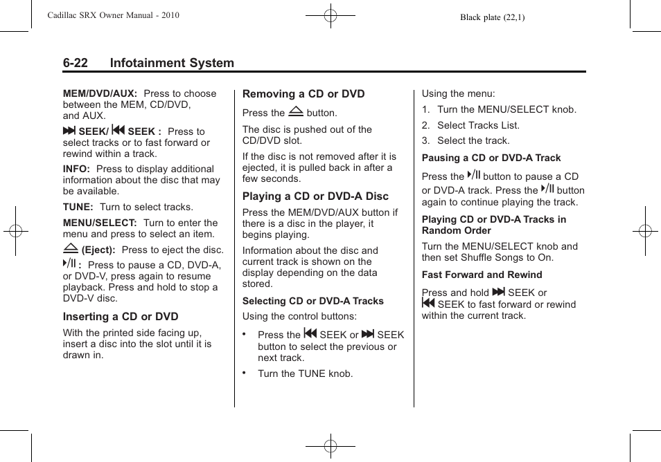 Cadillac 2010 SRX User Manual | Page 188 / 468