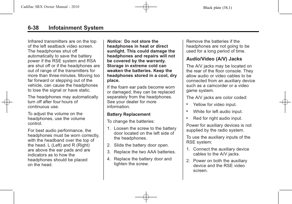 38 infotainment system | Cadillac 2010 SRX User Manual | Page 204 / 468