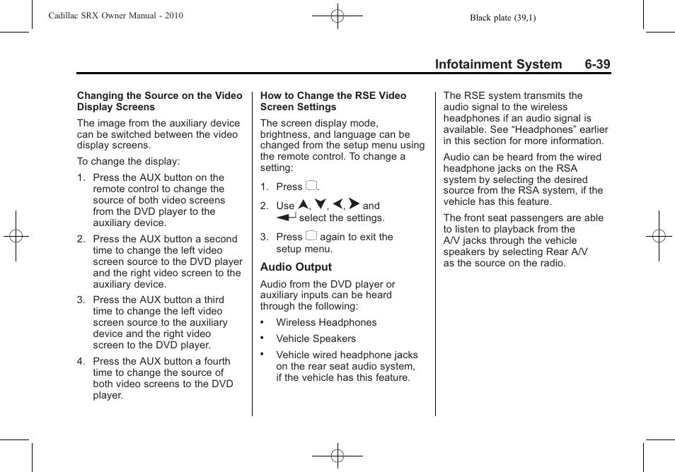 Infotainment system 6-39 | Cadillac 2010 SRX User Manual | Page 205 / 468