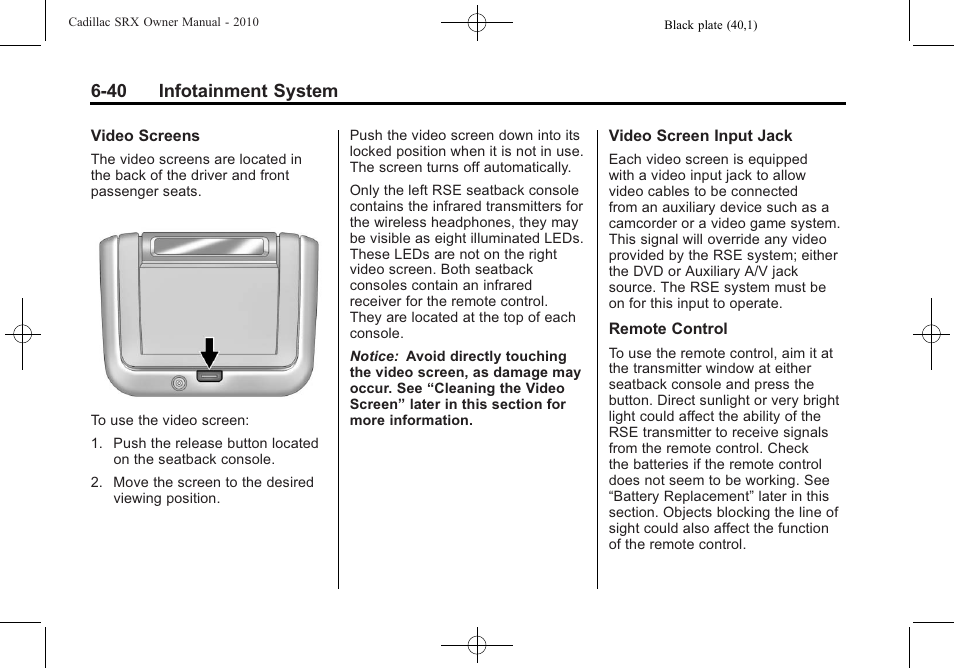 40 infotainment system | Cadillac 2010 SRX User Manual | Page 206 / 468
