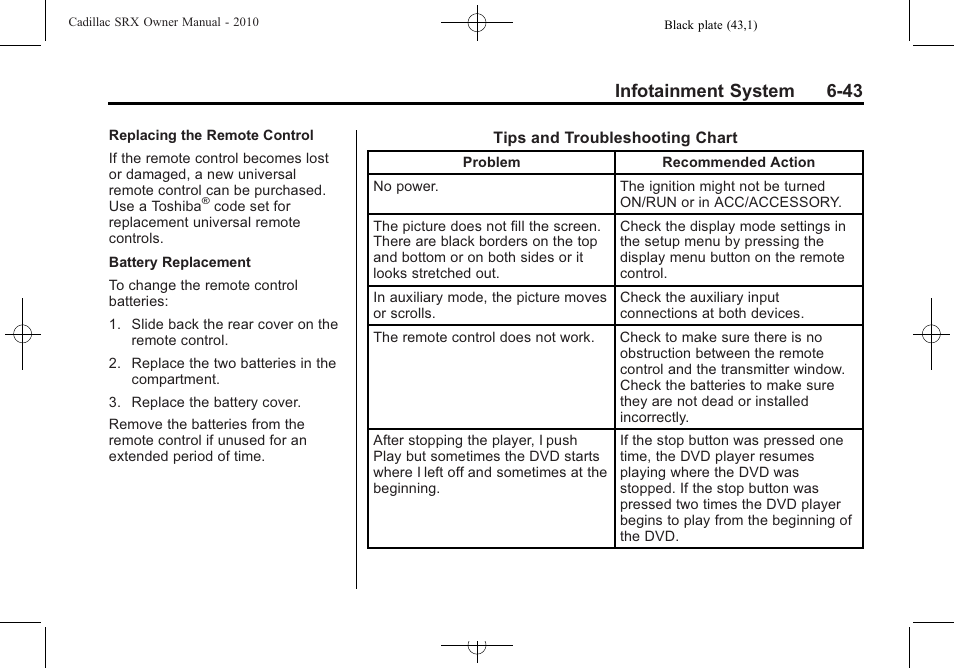 Infotainment system 6-43 | Cadillac 2010 SRX User Manual | Page 209 / 468
