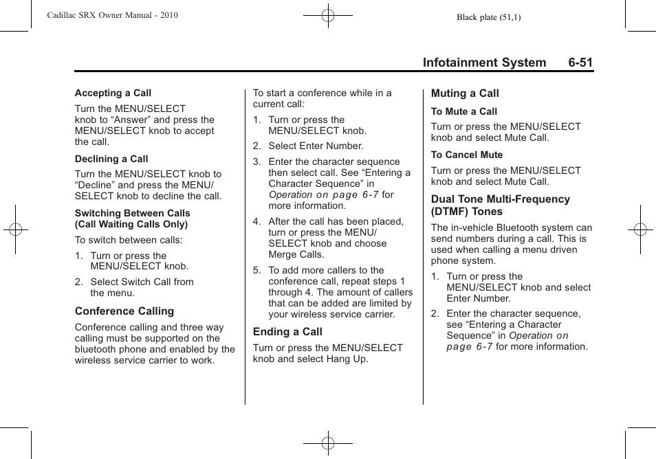 Infotainment system 6-51 | Cadillac 2010 SRX User Manual | Page 217 / 468