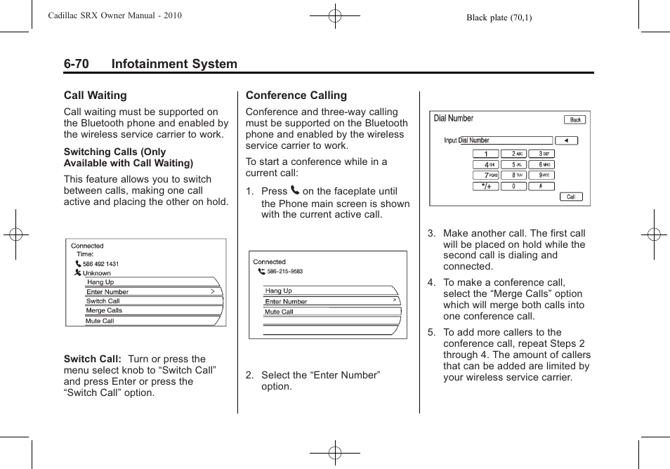 70 infotainment system | Cadillac 2010 SRX User Manual | Page 236 / 468