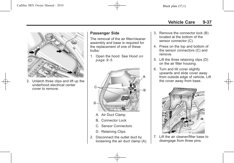 Vehicle care 9-37 | Cadillac 2010 SRX User Manual | Page 343 / 468