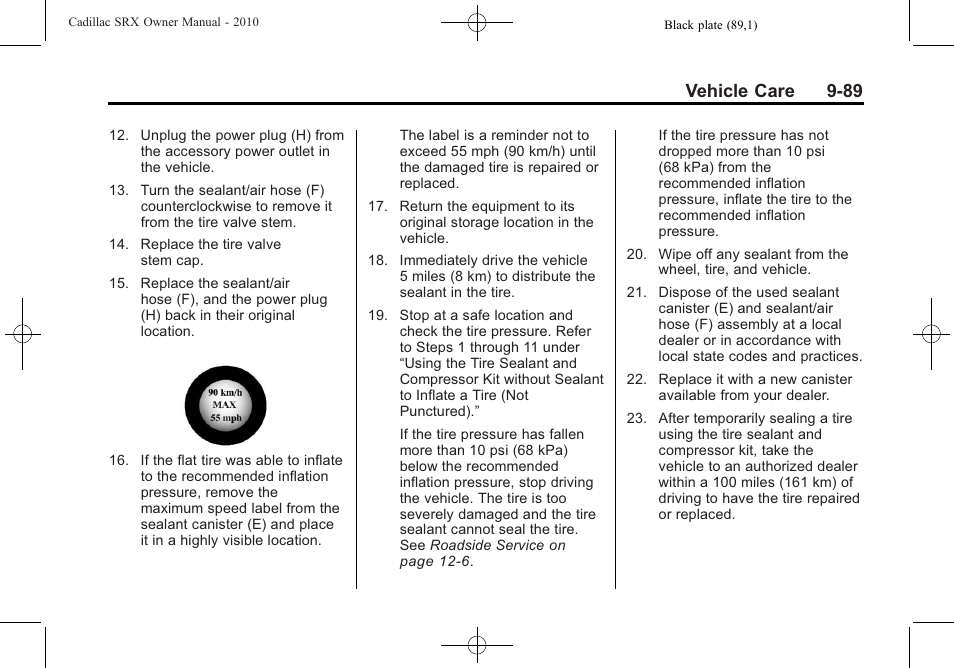 Vehicle care 9-89 | Cadillac 2010 SRX User Manual | Page 395 / 468