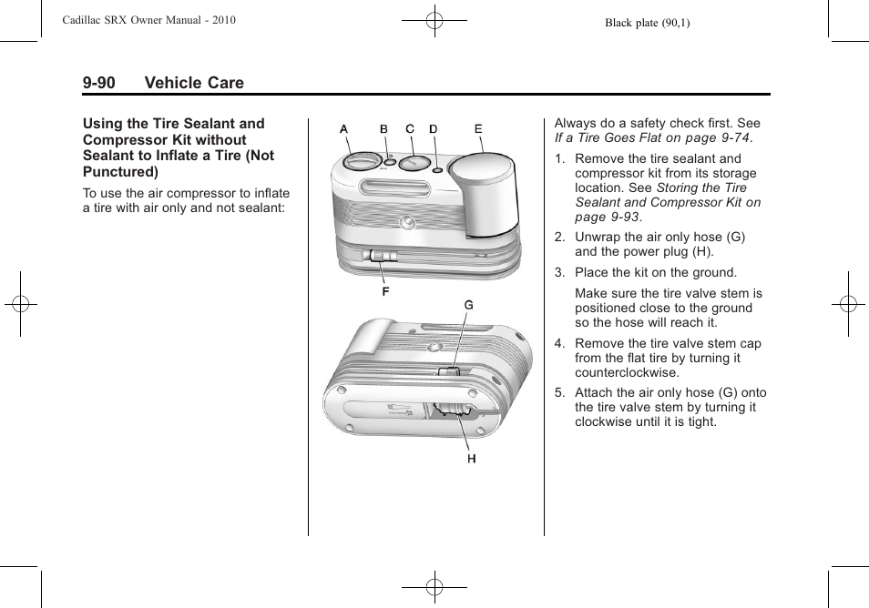 90 vehicle care | Cadillac 2010 SRX User Manual | Page 396 / 468