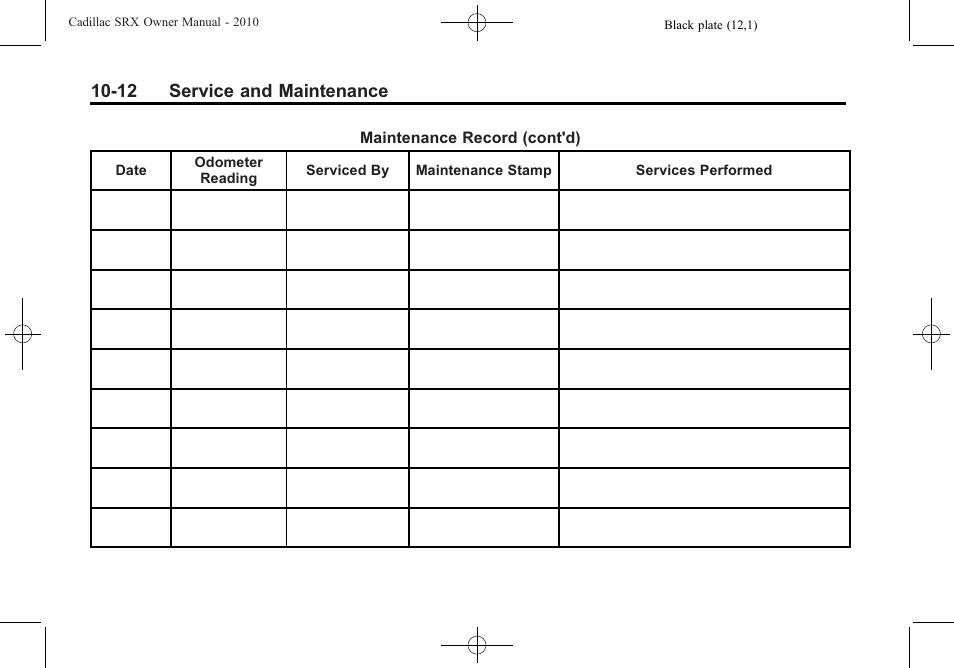 12 service and maintenance | Cadillac 2010 SRX User Manual | Page 434 / 468