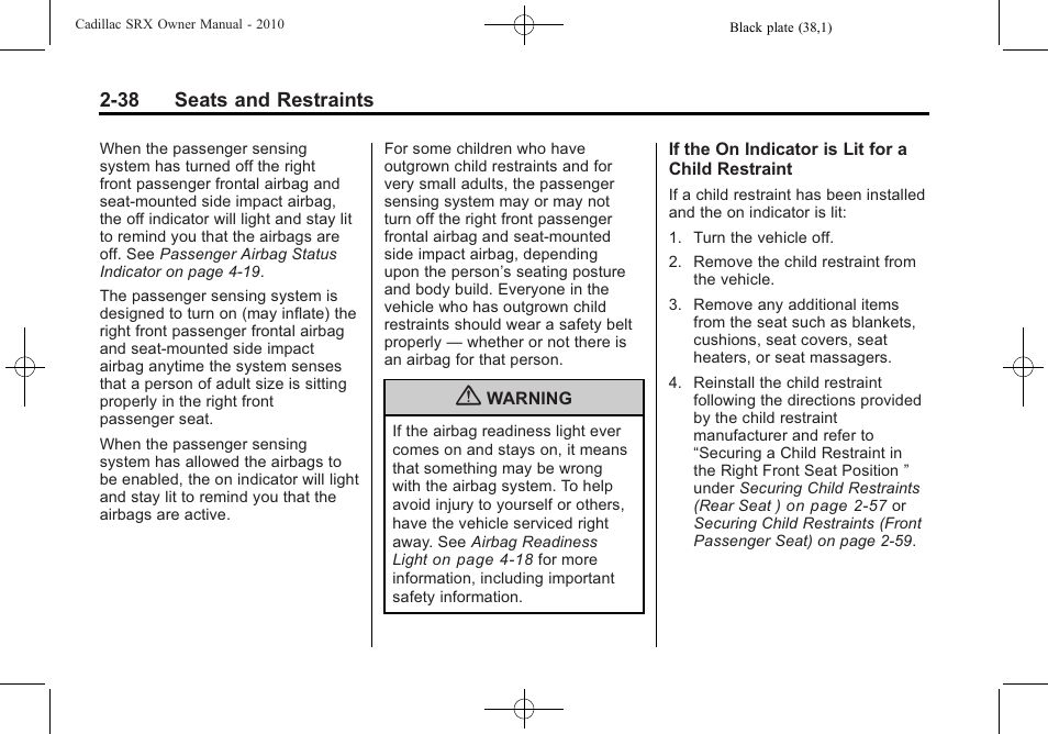 Cadillac 2010 SRX User Manual | Page 72 / 468