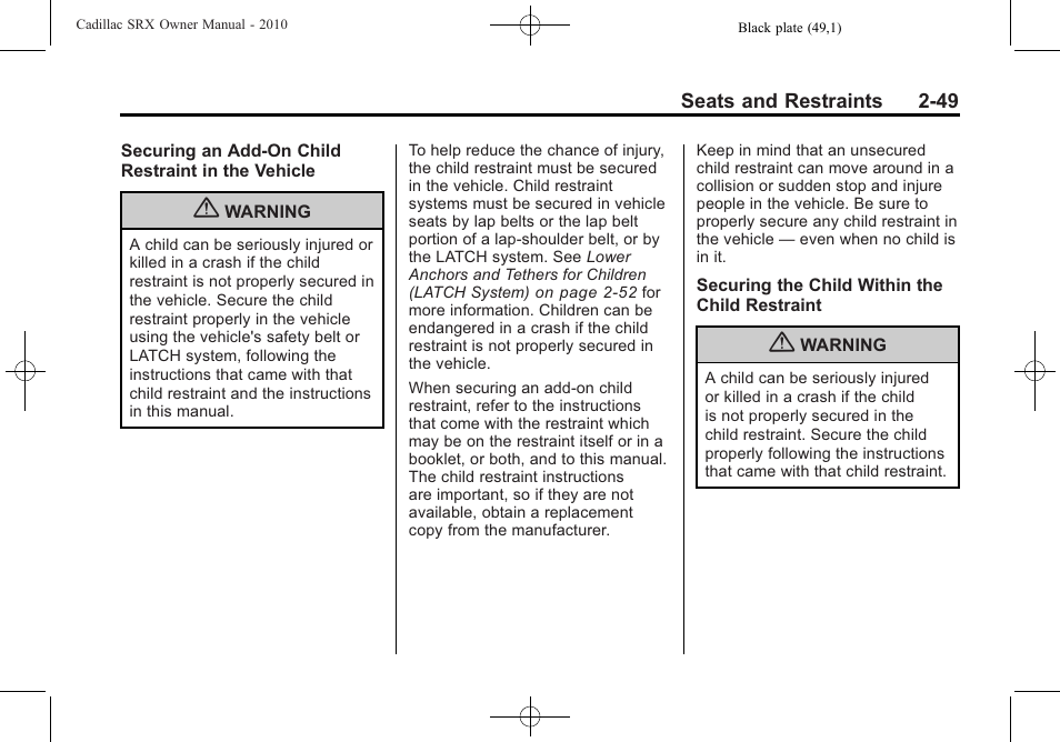Cadillac 2010 SRX User Manual | Page 83 / 468