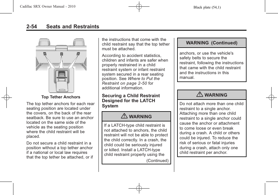 Cadillac 2010 SRX User Manual | Page 88 / 468