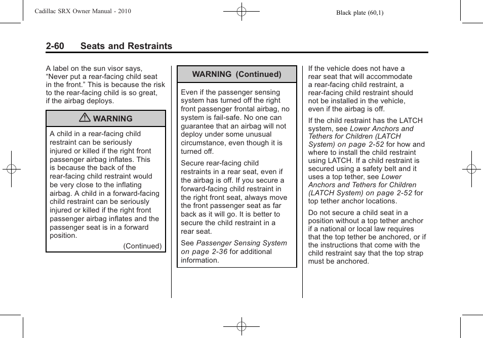 Cadillac 2010 SRX User Manual | Page 94 / 468