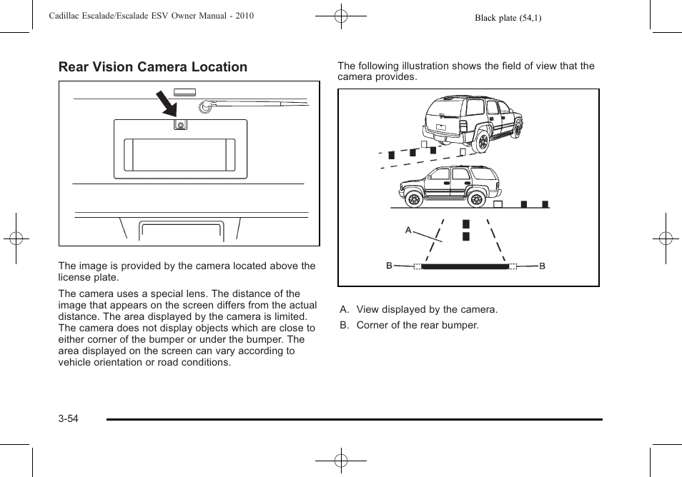 Rear vision camera location | Cadillac 2010 Escalade User Manual | Page 178 / 620