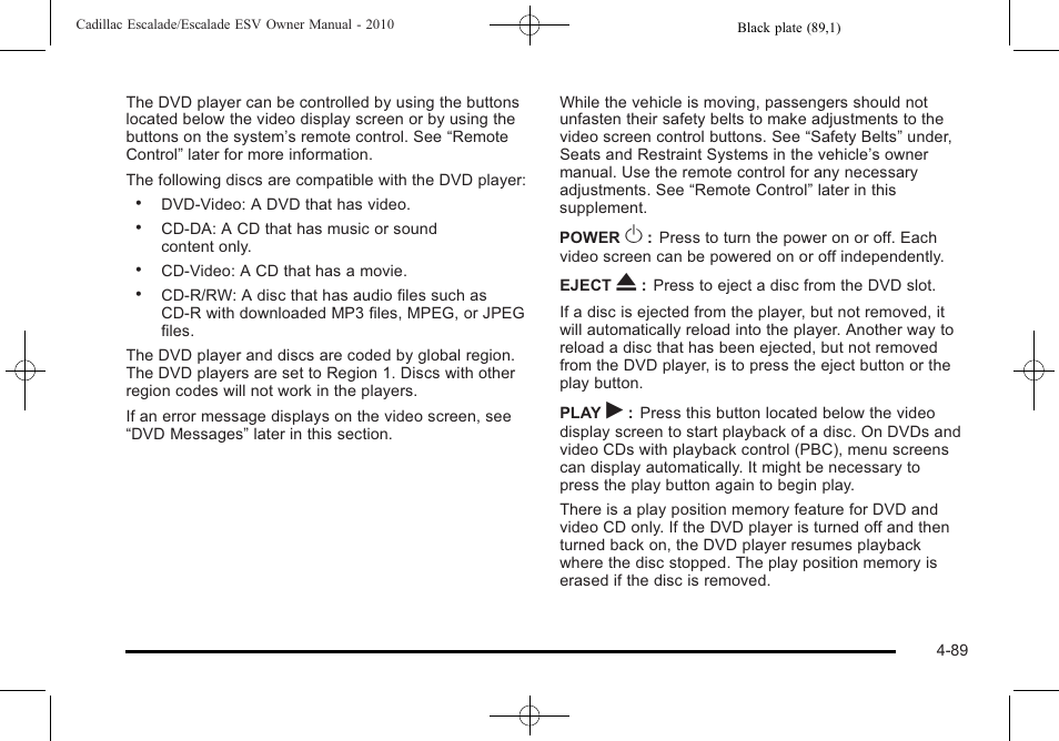 Cadillac 2010 Escalade User Manual | Page 281 / 620