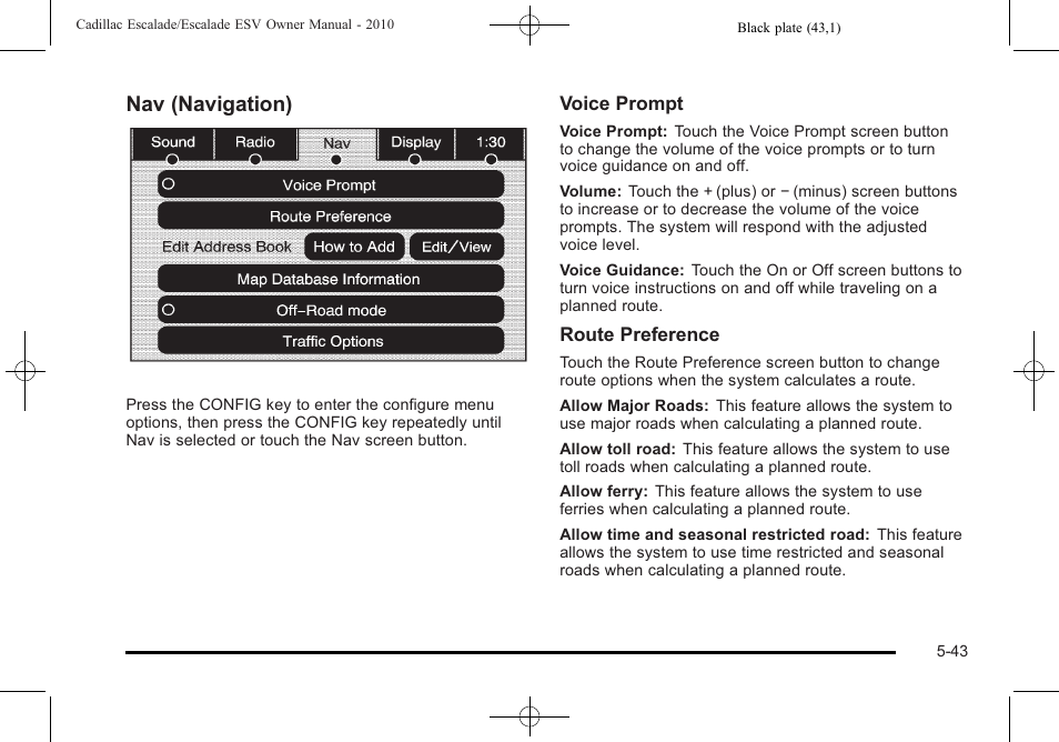 Nav (navigation) | Cadillac 2010 Escalade User Manual | Page 345 / 620