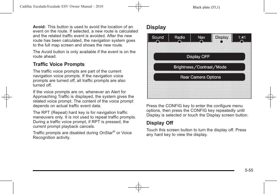 Display | Cadillac 2010 Escalade User Manual | Page 357 / 620