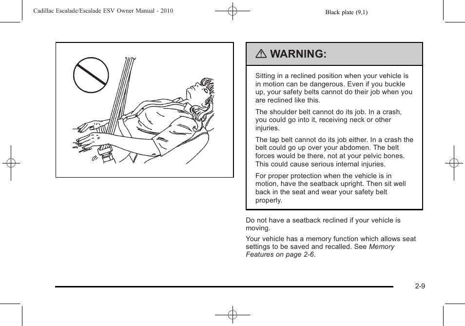 Warning | Cadillac 2010 Escalade User Manual | Page 41 / 620