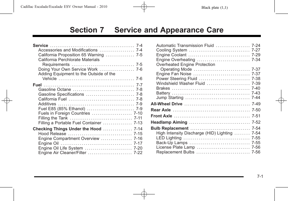 Service and appearance care, Service and appearance care -1 | Cadillac 2010 Escalade User Manual | Page 449 / 620