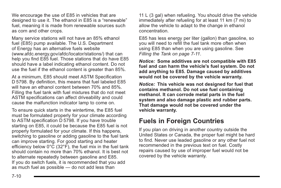 Fuels in foreign countries, Fuels in foreign countries -10 | Cadillac 2010 Escalade User Manual | Page 458 / 620