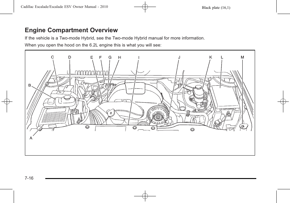 Engine compartment overview, Engine compartment overview -16 | Cadillac 2010 Escalade User Manual | Page 464 / 620
