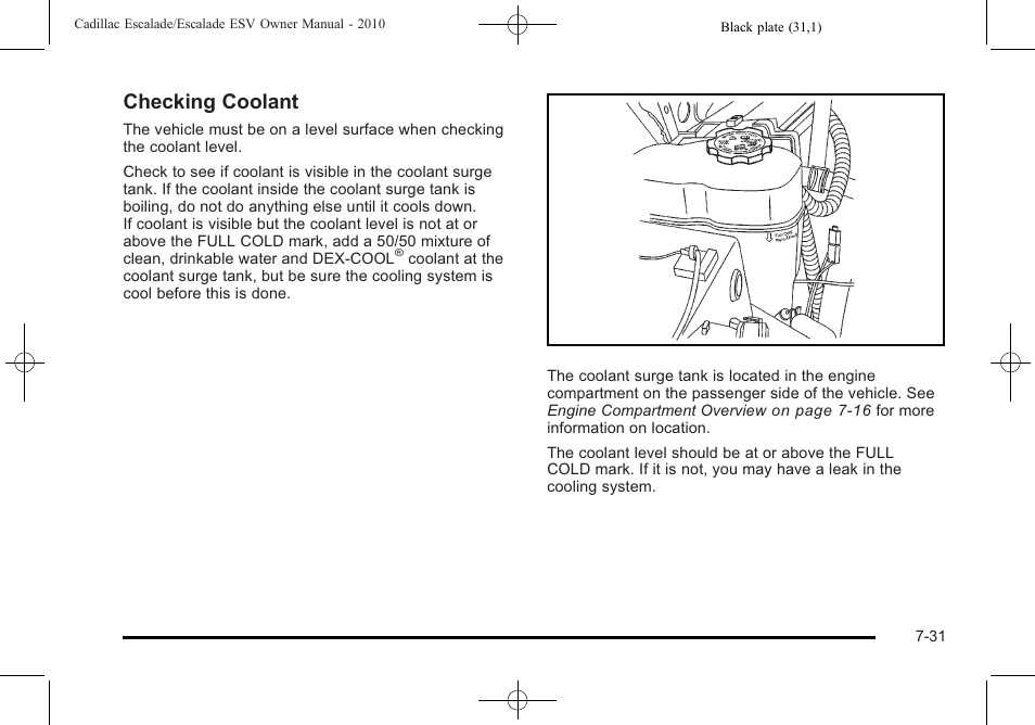 Checking coolant | Cadillac 2010 Escalade User Manual | Page 479 / 620