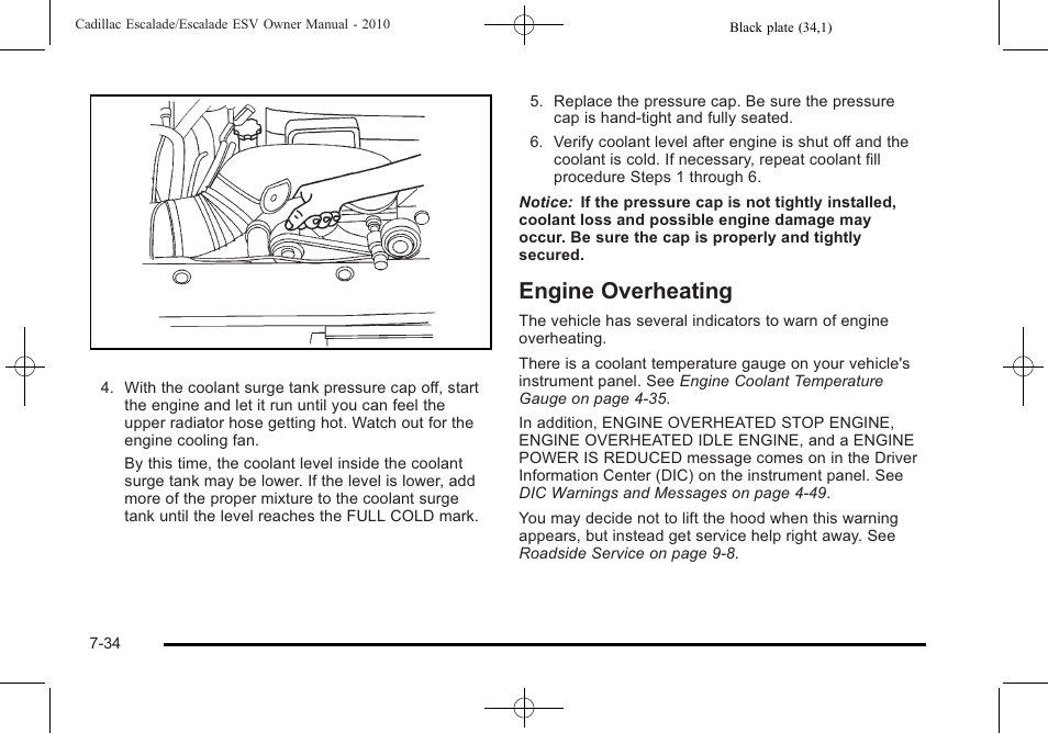 Engine overheating, Engine overheating -34 | Cadillac 2010 Escalade User Manual | Page 482 / 620