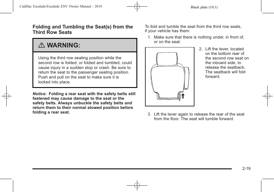 Warning | Cadillac 2010 Escalade User Manual | Page 51 / 620