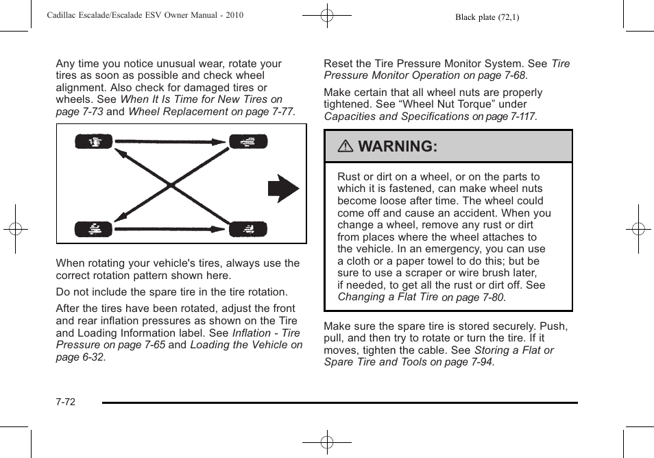 Warning | Cadillac 2010 Escalade User Manual | Page 520 / 620