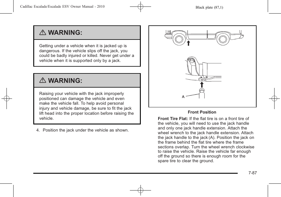 Warning | Cadillac 2010 Escalade User Manual | Page 535 / 620