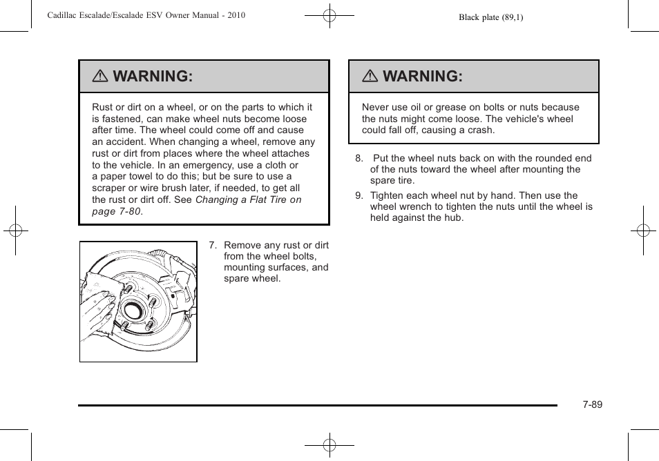Warning | Cadillac 2010 Escalade User Manual | Page 537 / 620