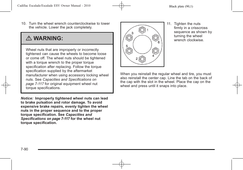 Warning | Cadillac 2010 Escalade User Manual | Page 538 / 620