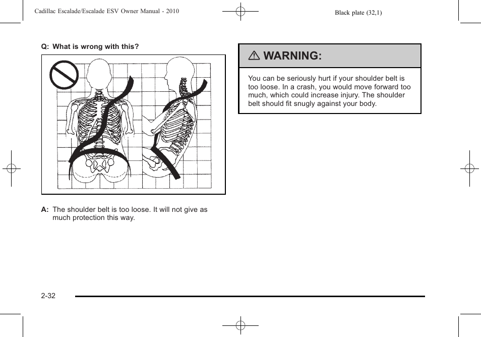 Warning | Cadillac 2010 Escalade User Manual | Page 64 / 620