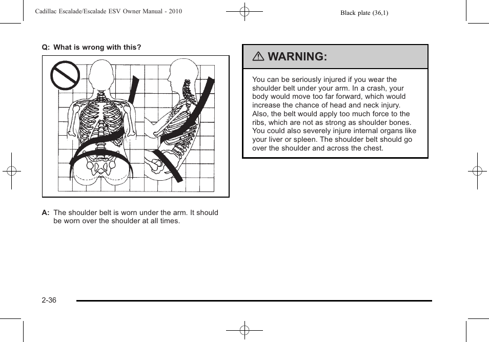 Warning | Cadillac 2010 Escalade User Manual | Page 68 / 620