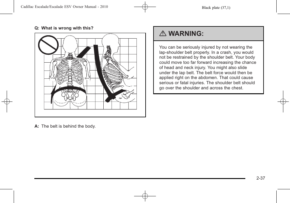 Warning | Cadillac 2010 Escalade User Manual | Page 69 / 620