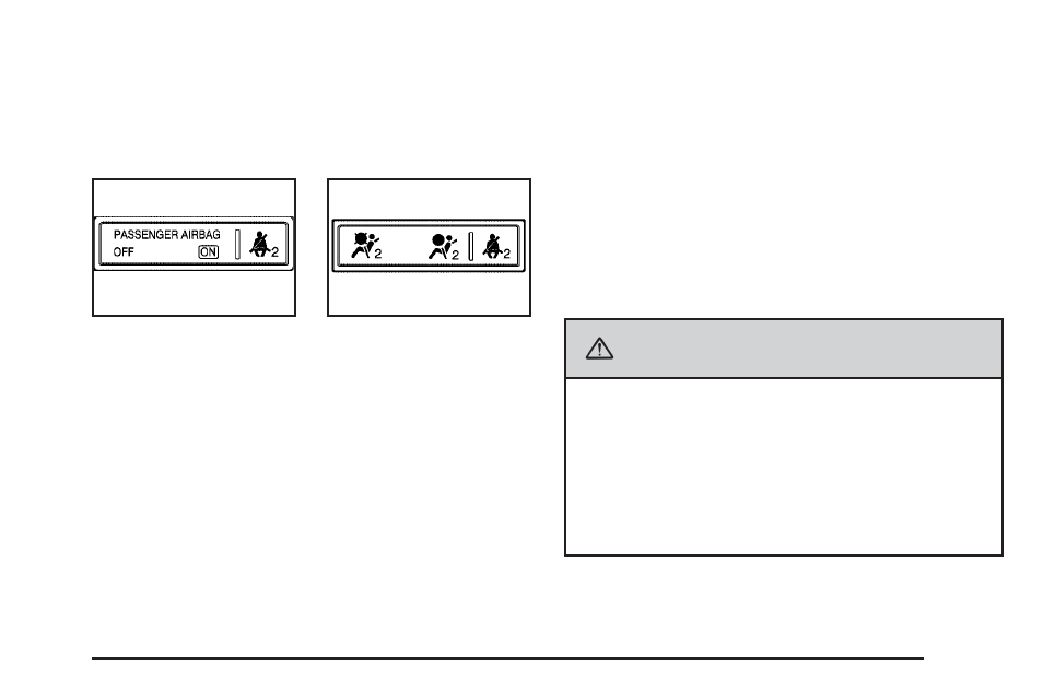 Passenger airbag status indicator, Passenger airbag status indicator -51, Warning | Cadillac 2010 DTS User Manual | Page 217 / 480