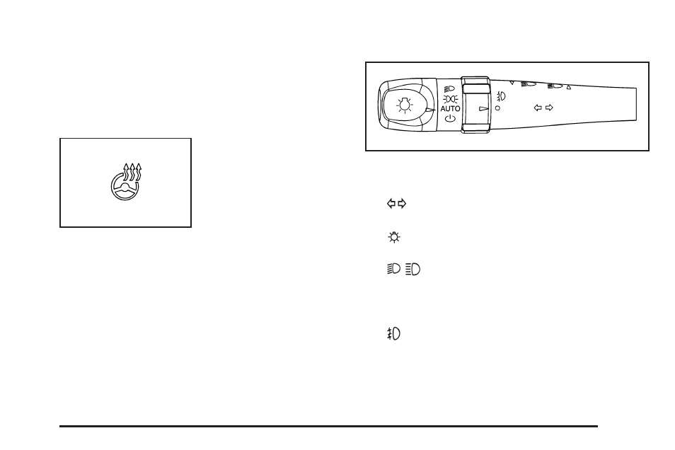 Heated steering wheel, Turn signal/multifunction lever, Turn | Signal/multifunction lever | Cadillac 2008 SRX User Manual | Page 147 / 448