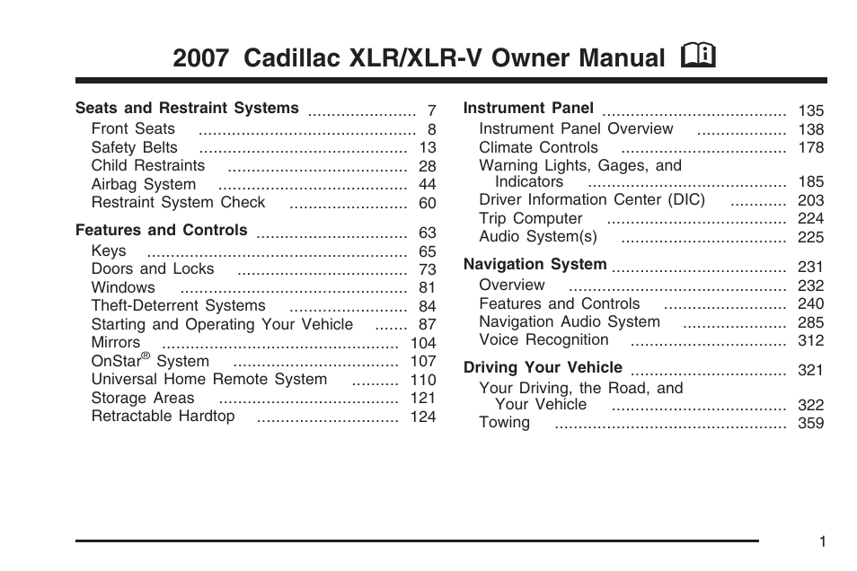 Cadillac 2007 XLR User Manual | 512 pages