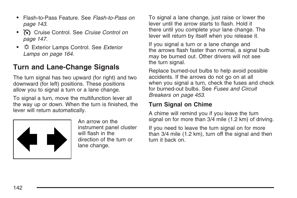 Turn and lane-change signals | Cadillac 2007 XLR User Manual | Page 142 / 512