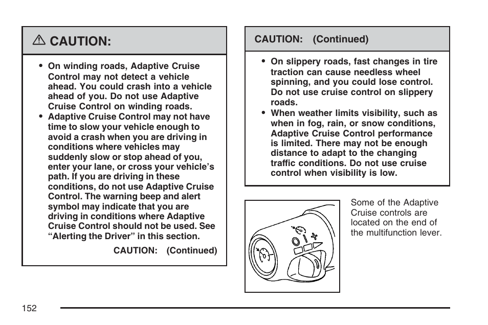 Caution | Cadillac 2007 XLR User Manual | Page 152 / 512