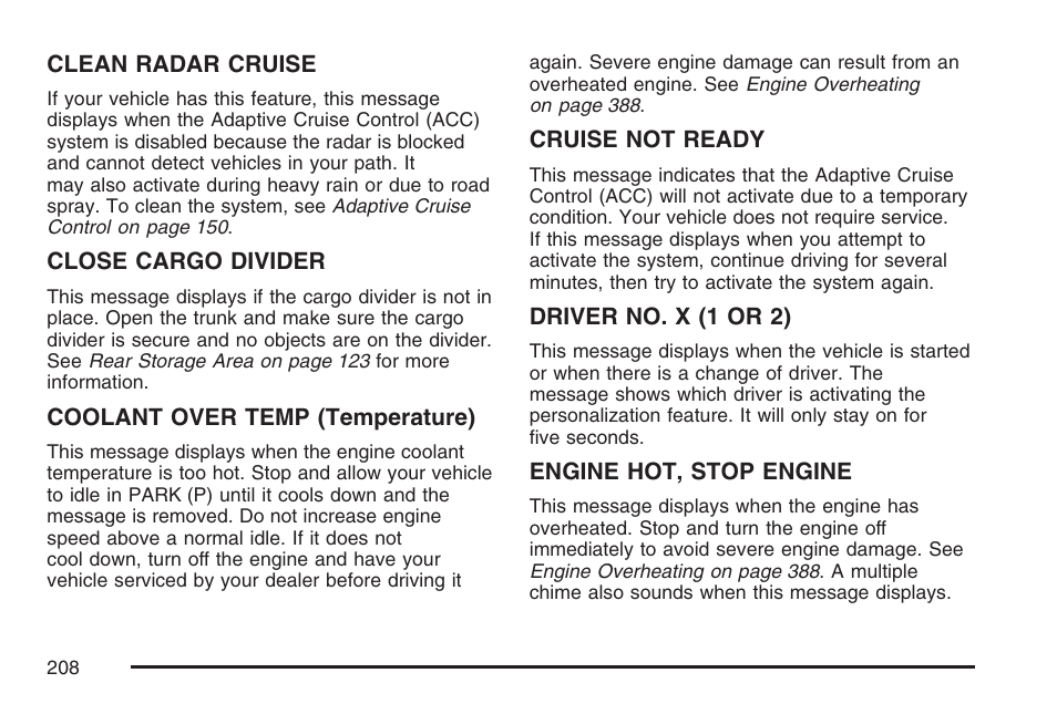 Cadillac 2007 XLR User Manual | Page 208 / 512