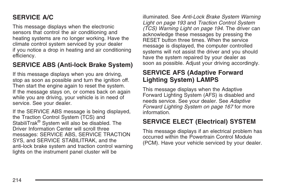 Cadillac 2007 XLR User Manual | Page 214 / 512