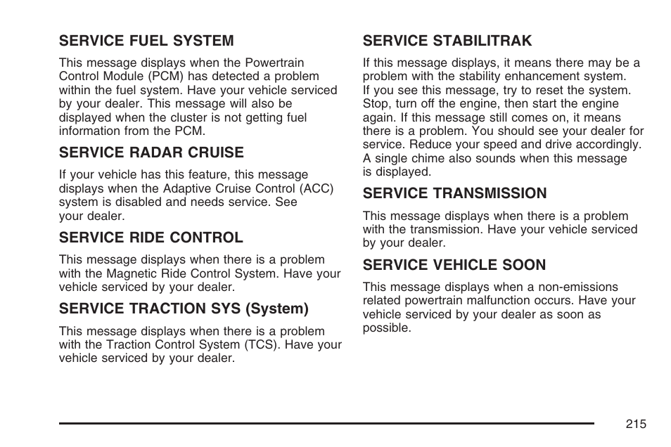 Cadillac 2007 XLR User Manual | Page 215 / 512