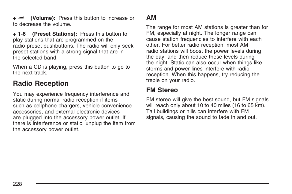 Radio reception | Cadillac 2007 XLR User Manual | Page 228 / 512