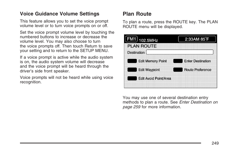 Plan route | Cadillac 2007 XLR User Manual | Page 249 / 512