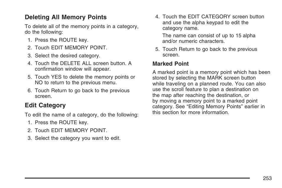 Edit category | Cadillac 2007 XLR User Manual | Page 253 / 512