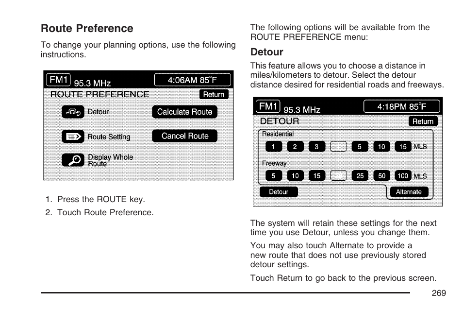 Route preference | Cadillac 2007 XLR User Manual | Page 269 / 512